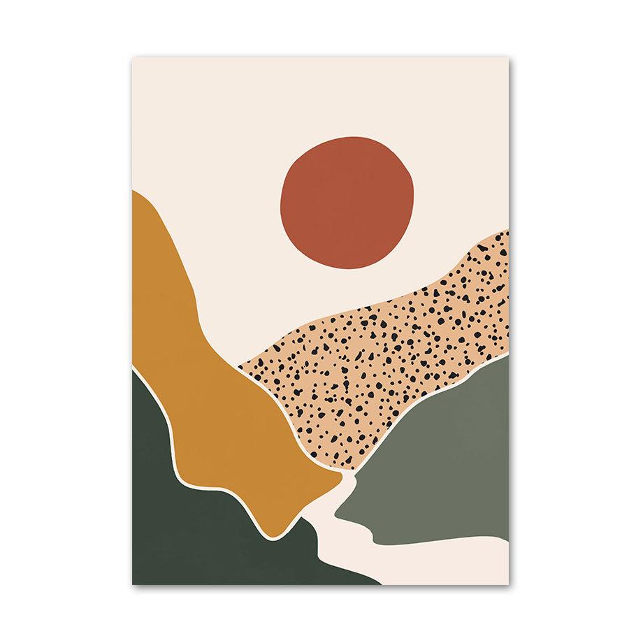 VibeCore Boho Landscape Canvas Prints Option A: Abstract sun over hills