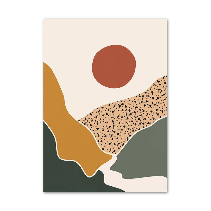VibeCore Boho Landscape Canvas Prints Option A: Abstract sun over hills