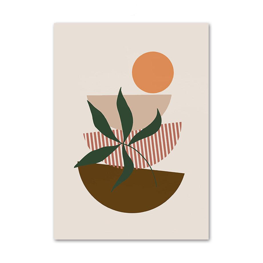 VibeCore Boho Landscape Canvas Prints Option D: abstract plant in planter with sun