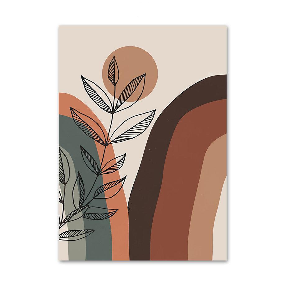 VibeCore Boho Landscape Canvas Prints Option G: abstract rainbow and sun and plant
