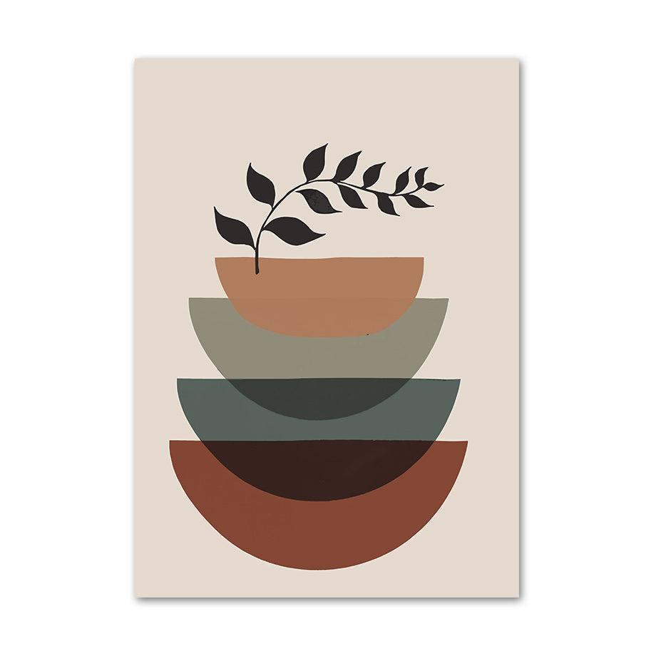 VibeCore Boho Landscape Canvas Prints Option J: plant in planter with planters stacked on each other