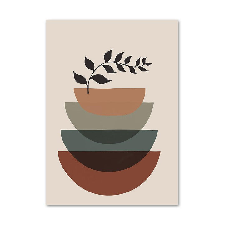 VibeCore Boho Landscape Canvas Prints Option J: plant in planter with planters stacked on each other