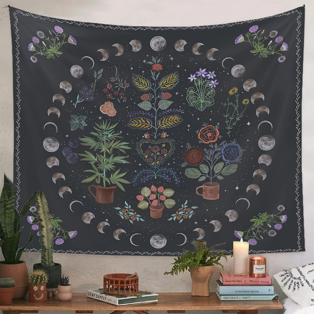 VibeCore Botanical Lunar Cycle Tapestry
