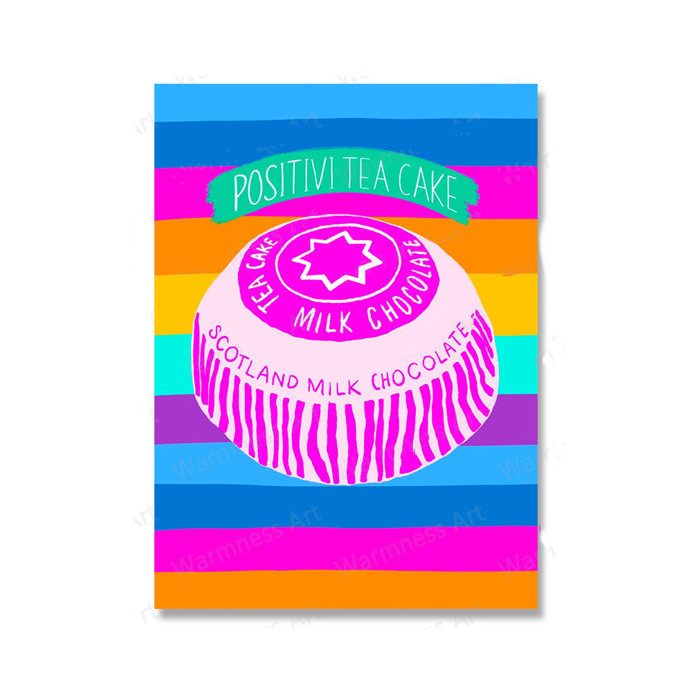 VibeCore Botanical Self-Love Canvas Prints Option A - Colorful Positive Tea Cake Scotland Milk Chocolate