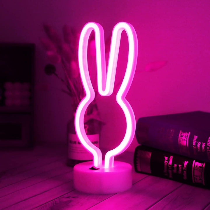 VibeCore Bunny Table Neon Light On Table Side View