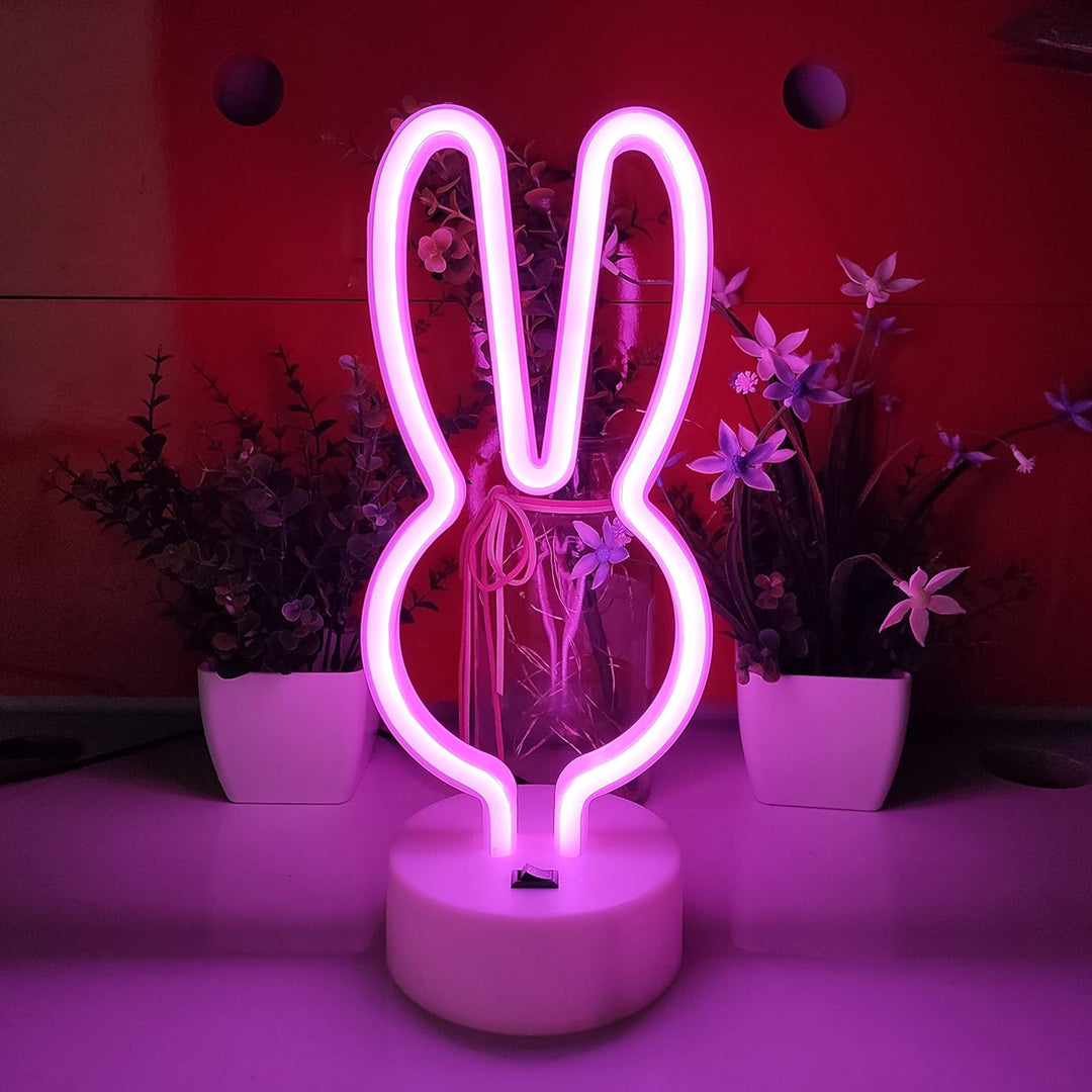 VibeCore Bunny Table Neon Light On White Table