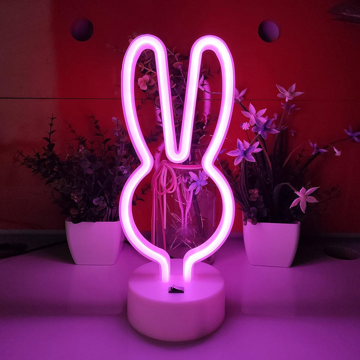 VibeCore Bunny Table Neon Light On White Table