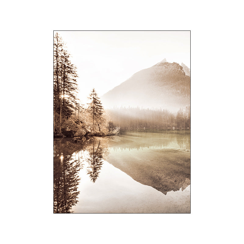 VibeCore Calm Nature Canvas Prints Option E: Serene landscape of lake and mountain 