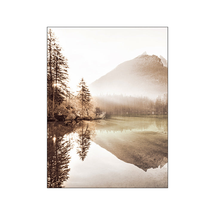 VibeCore Calm Nature Canvas Prints Option E: Serene landscape of lake and mountain 