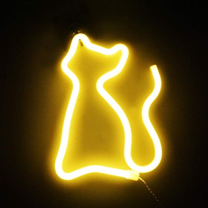 VibeCore Cat Neon Light Warm White Hanging on Wall