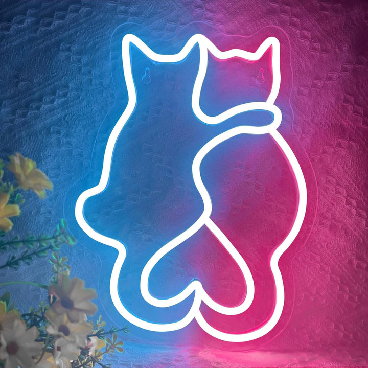 VibeCore Cats In Love Neon Light Lying Down