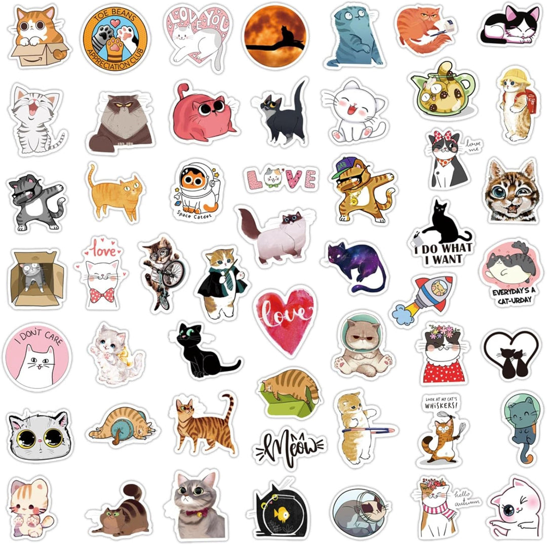 VibeCore Cats Stickers featuring a collection of adorable cat designs, including fluffy kittens and playful expressions, perfect for personalizing your accessories with a cozy, fun touch.