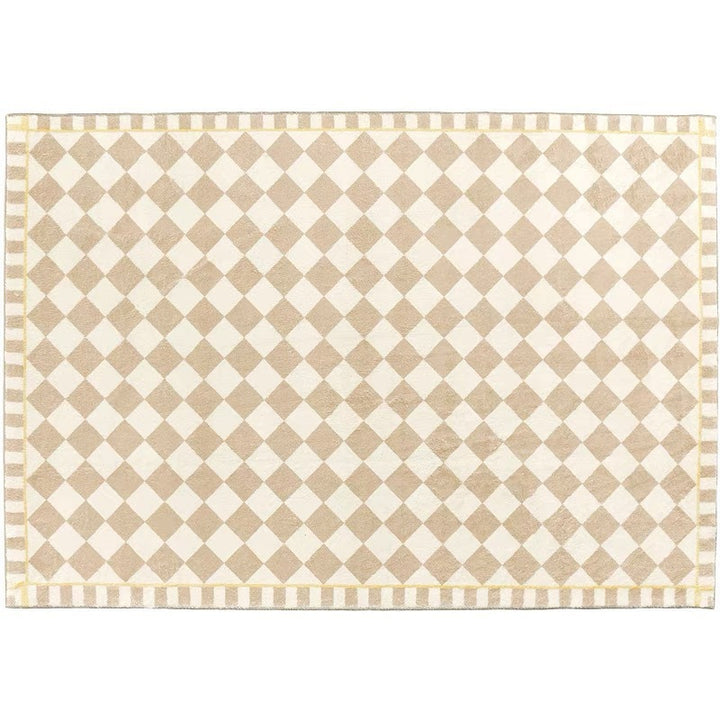 Add timeless elegance to your space with the "Classic French Grid Area Rug". Its chic grid pattern and neutral tones bring a sophisticated touch to any room.