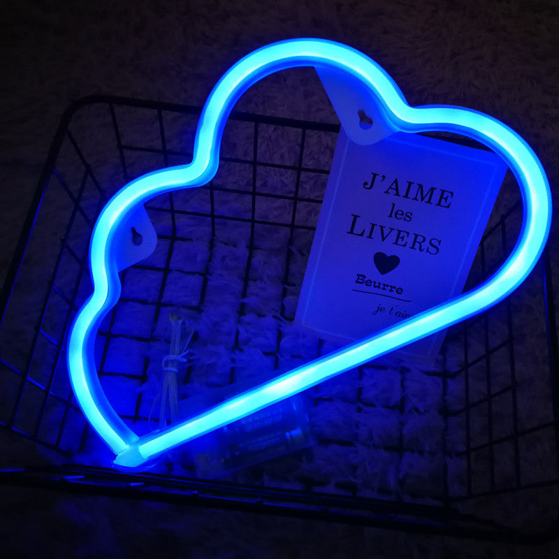 Aesthetic VibeCore Cloud Neon Light in blue, USB-powered LED sign for cozy bedroom, dorm, or gaming room decor.