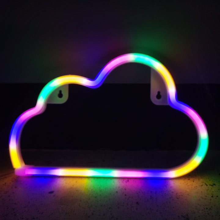Aesthetic VibeCore Cloud Neon Light in colorful, USB-powered LED sign for cozy bedroom, dorm, or gaming room decor.