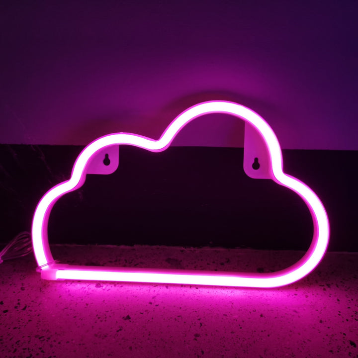 Aesthetic VibeCore Cloud Neon Light in pink, USB-powered LED sign for cozy bedroom, dorm, or gaming room decor.