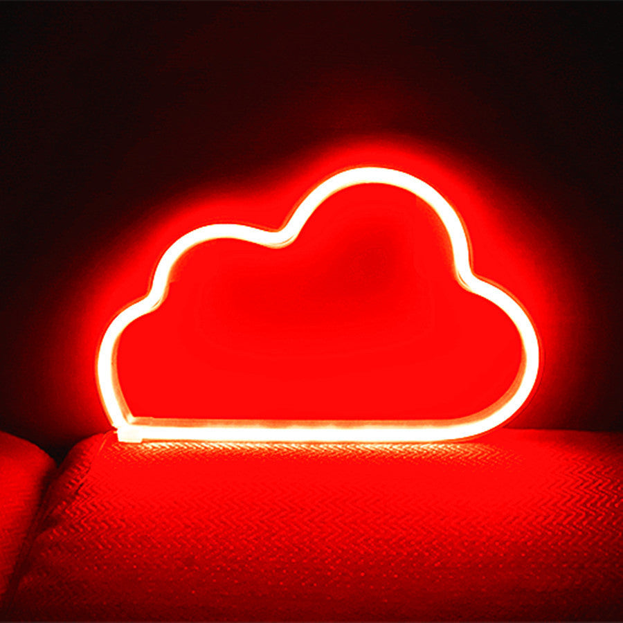 Aesthetic VibeCore Cloud Neon Light in red, USB-powered LED sign for cozy bedroom, dorm, or gaming room decor.