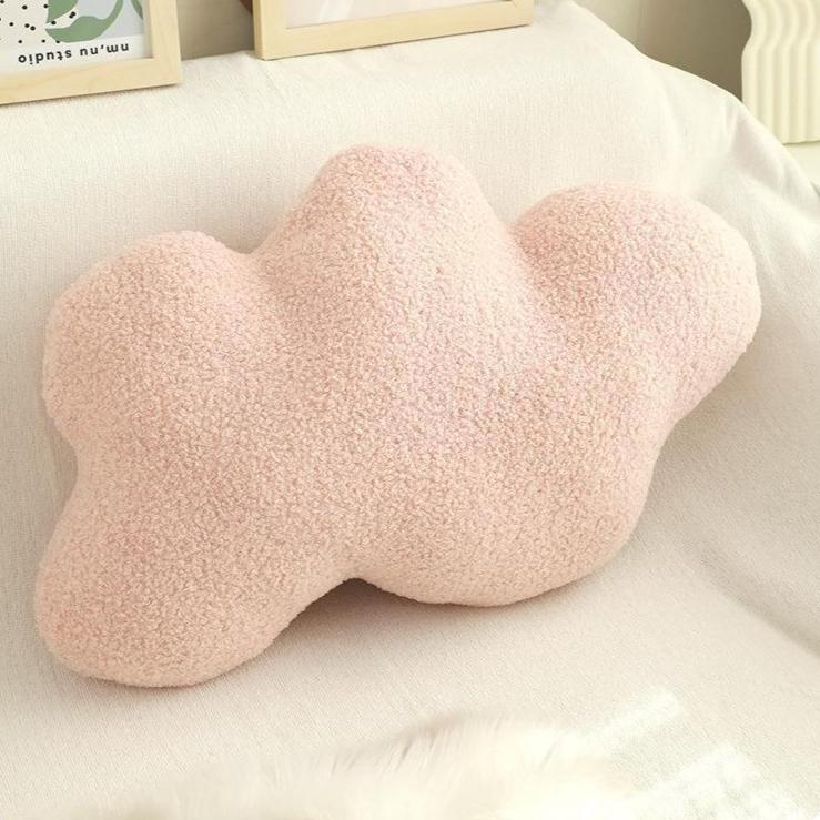 VibeCore Cloud Throw Pillow in rose, shaped like a fluffy cloud. Made from soft PP cotton, this cozy pillow adds a serene, calming touch to your space, bringing a dreamy, warm vibe to your decor with ultimate comfort.