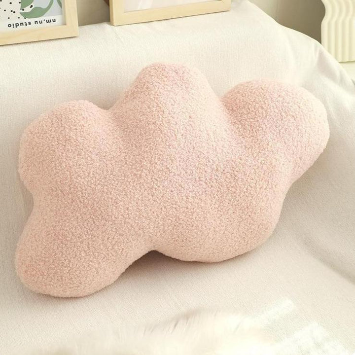 VibeCore Cloud Throw Pillow in rose, shaped like a fluffy cloud. Made from soft PP cotton, this cozy pillow adds a serene, calming touch to your space, bringing a dreamy, warm vibe to your decor with ultimate comfort.