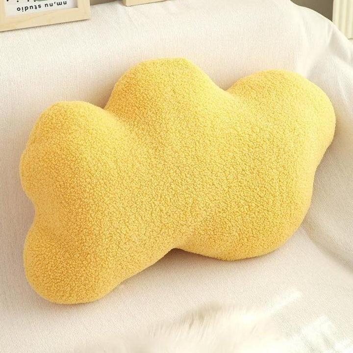 VibeCore Cloud Throw Pillow in yellow, shaped like a fluffy cloud. Made from soft PP cotton, this cozy pillow adds a cheerful, calming touch to your space, bringing a bright and serene vibe to your decor with ultimate comfort.