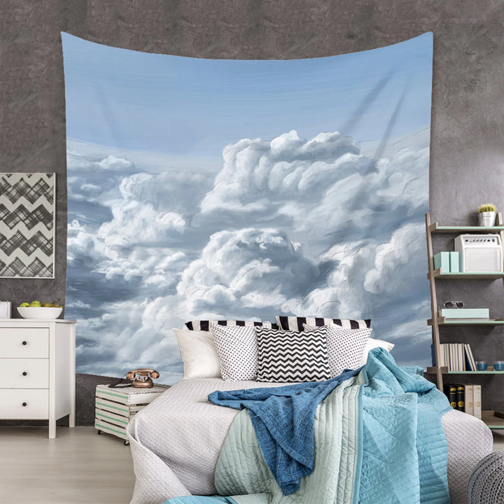 VibeCore Clouds In The Sky Tapestry In Bedroom