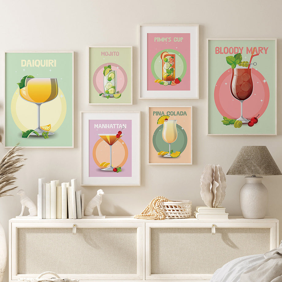 VibeCore Cocktail Art Deco Canvas Prints  Framed On Wall