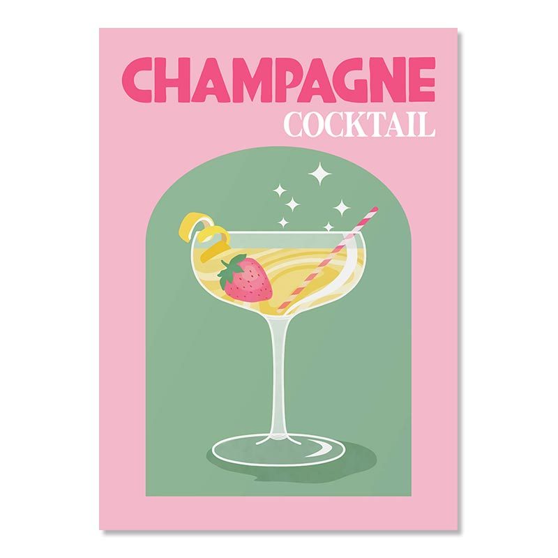 Elegant digital artwork of a Champagne Cocktail, showcasing delicate bubbles and a chic, celebratory vibe—perfect for adding sophistication and a touch of glamour to your room.