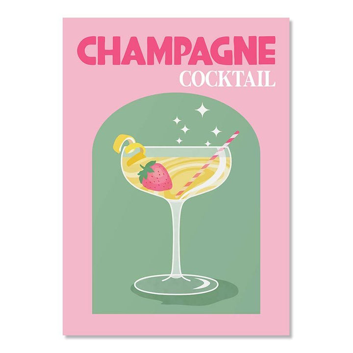 Elegant digital artwork of a Champagne Cocktail, showcasing delicate bubbles and a chic, celebratory vibe—perfect for adding sophistication and a touch of glamour to your room.