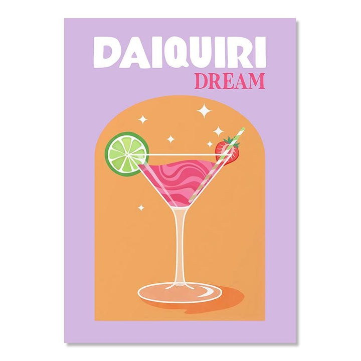 Vibrant digital art of a Daiquiri cocktail in a colorful design, bringing playful energy and a tropical vibe to your room decor with bold, dynamic colors.