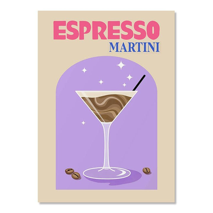Stylish digital art of a bold Espresso Martini, with rich coffee tones and a sophisticated vibe, perfect for adding a chic touch to your room decor.