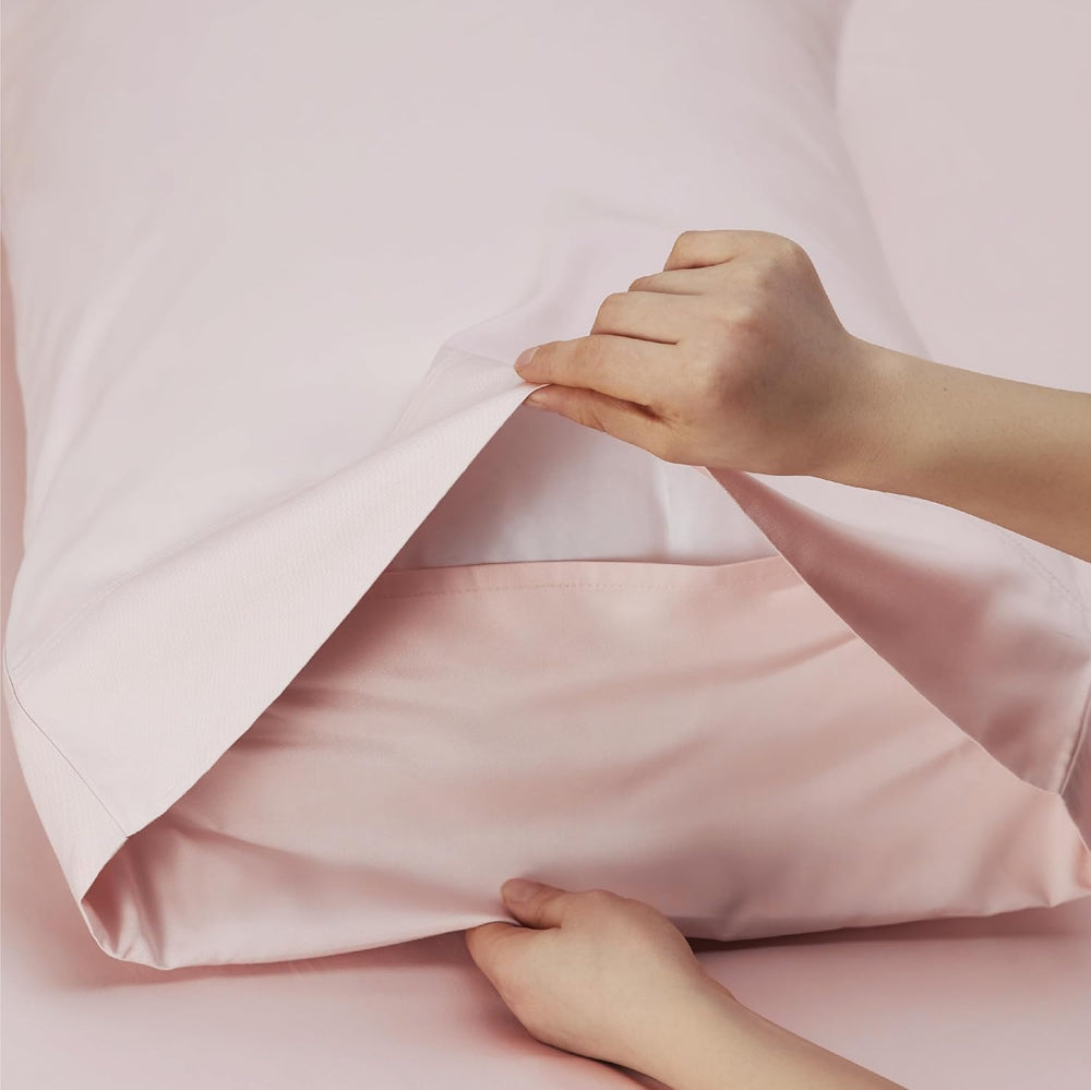 VibeCore Cooling Organic Bamboo Fiber Bed Sheet Set Light Pink Pillowcase