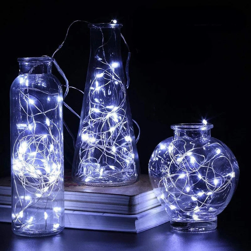 VibeCore copper fairy lights in white, placed inside a jar, creating a warm and serene ambiance with a soft, elegant glow.