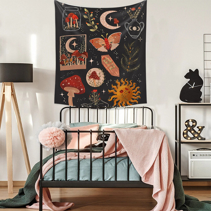 VibeCore Cosmic Bloom Tapestry In Bedroom