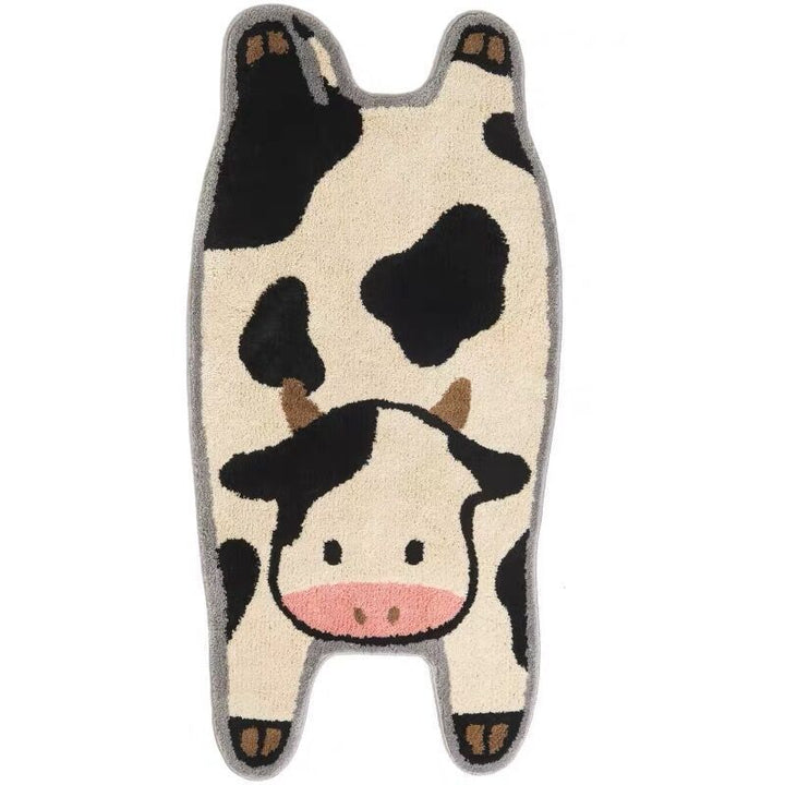 VibeCore Cow Accent Rug showing the full product view, highlighting its playful cow design, plush texture, and soft material, perfect for adding charm to any room.