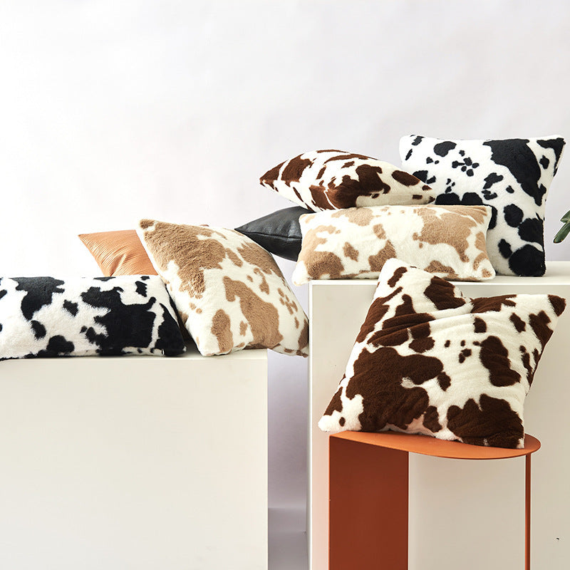 VibeCore Cow Print Throw Pillow Cover - Black, Brown, Beige Cow Pattern, Textured Tufted Cushion, Farmhouse & Rustic Decor for Sofa, Bed, Armchair, Dorm Room, Multiple Sizes, Aesthetic Home Accent