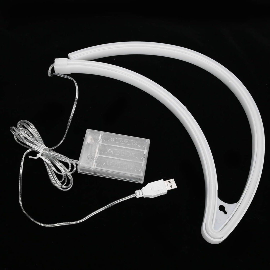 VibeCore Crescent Moon Neon Light package contents, including the neon light, USB cable, and user manual, neatly packed for safe delivery.