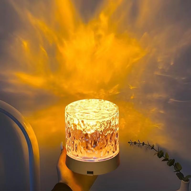VibeCore Crystal Light Projector with 16 color options, USB rechargeability, and portable design. Features touch control, remote control, and customizable vibrant hues to match any vibe. Ideal for aesthetic, cozy spaces, mood lighting, dorm rooms, teen rooms, and colorful room decor.