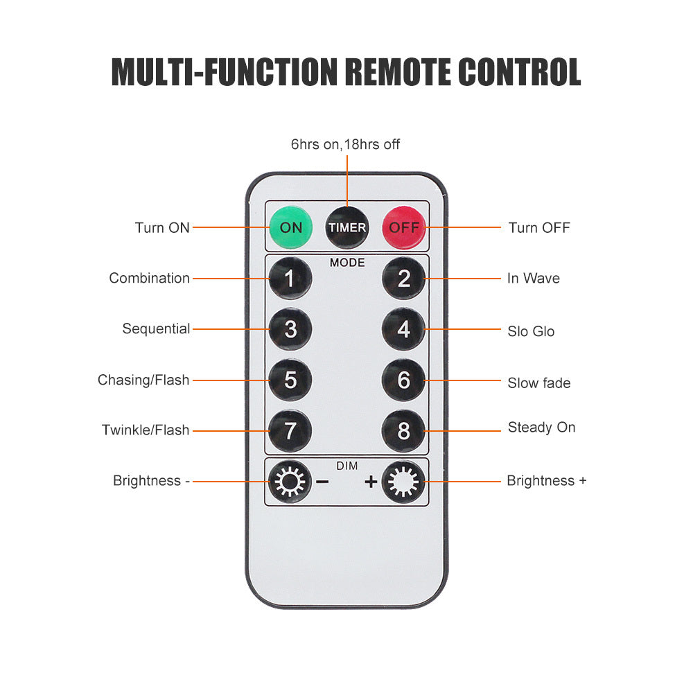 VibeCore curtain string lights remote control, offering 8 lighting modes, color options, and easy control from anywhere to customize your space’s ambiance.
