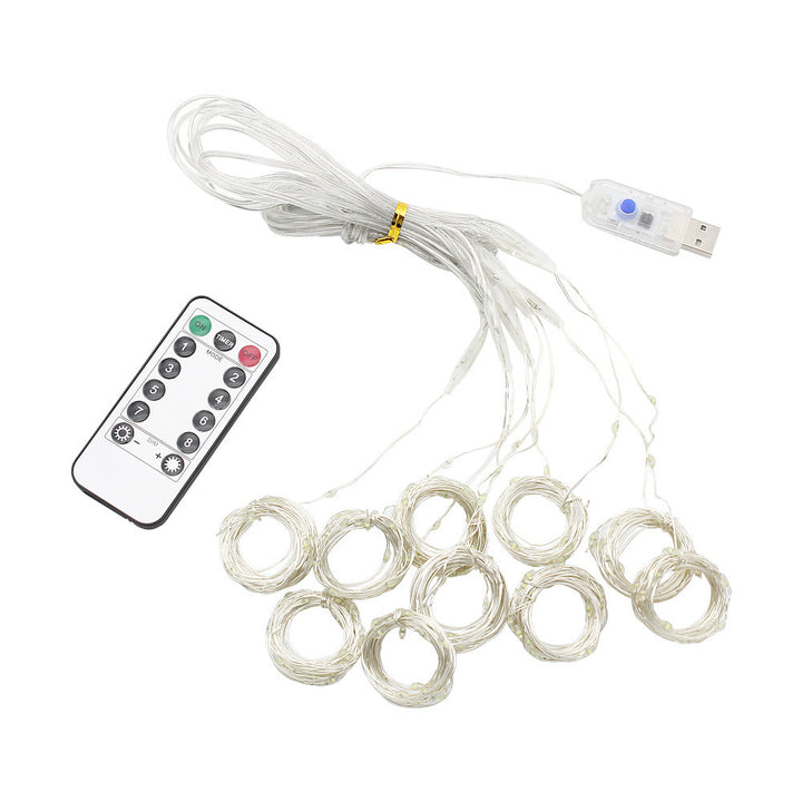 Unlit VibeCore curtain string lights in package, ready to brighten your space with customizable lighting.