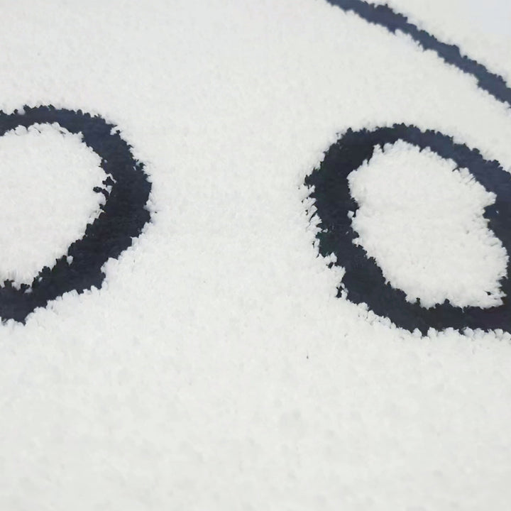 Close-up of the VibeCore Cute Ghost Accent Rug, showcasing the playful ghost design and the plush texture of the rug.