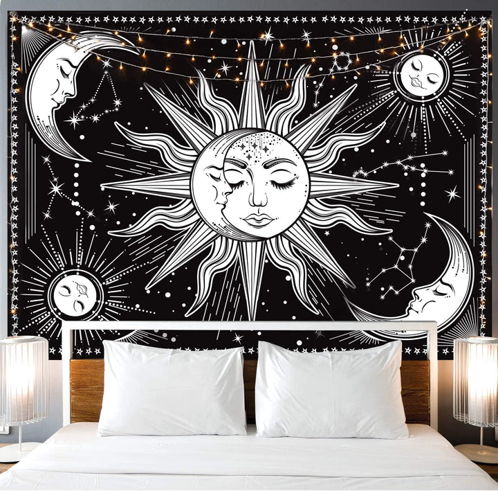 VibeCore Duality At Peace Tapestry Behind Bed