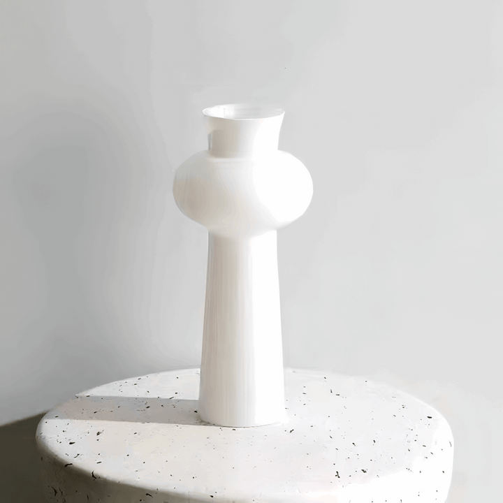 ​VibeCore Elegant French Glass Vase in white, meticulously handcrafted, sleek modern design, ideal for showcasing flowers or as a decorative centerpiece, easy to maintain.​