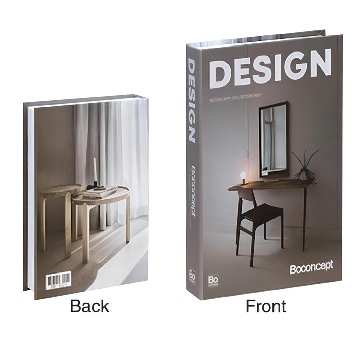 VibeCore Fashion Fake Book Storage Box on Coffee Table, featuring a chic design that looks like a stylish coffee table book, used for storing small items such as jewelry, stationery, or keepsakes, blending seamlessly into the decor of a living room or office.