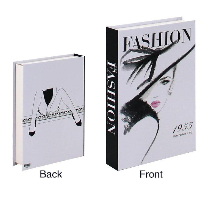 VibeCore Fashion Fake Book Storage Box on Coffee Table, featuring a chic design that looks like a stylish coffee table book, used for storing small items such as jewelry, stationery, or keepsakes, blending seamlessly into the decor of a living room or office.