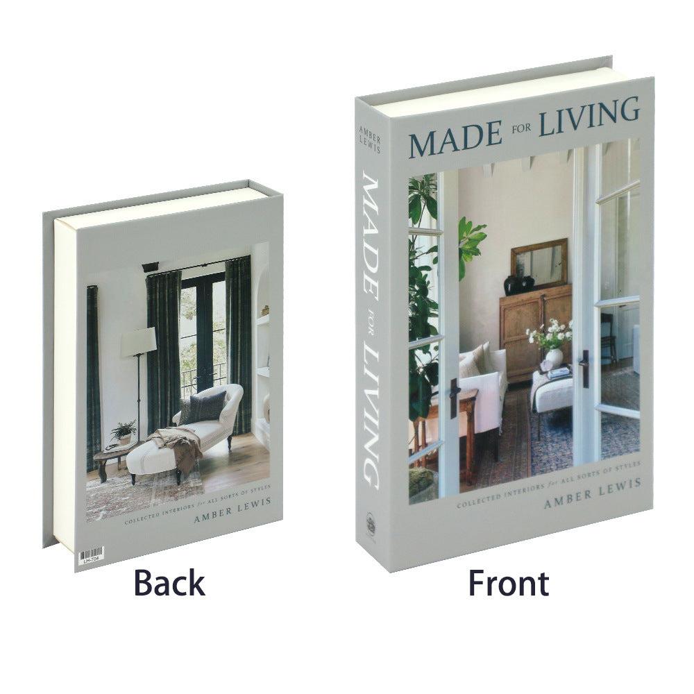 VibeCore Fashion Fake Book Storage Box on Coffee Table, featuring a chic design that looks like a stylish coffee table book, used for storing small items such as jewelry, stationery, or keepsakes, blending seamlessly into the decor of a living room or office.