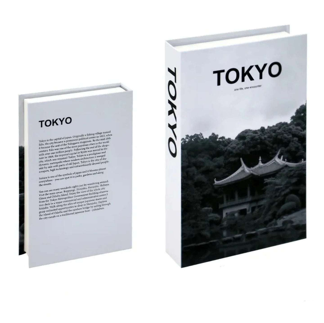 VibeCore Fashion Fake Book Storage Box on Coffee Table, featuring a chic design that looks like a stylish coffee table book, used for storing small items such as jewelry, stationery, or keepsakes, blending seamlessly into the decor of a living room or office.