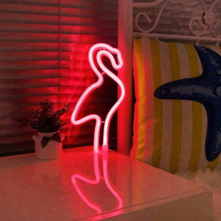 VibeCore Flamingo Neon Light Red On Bedside Table