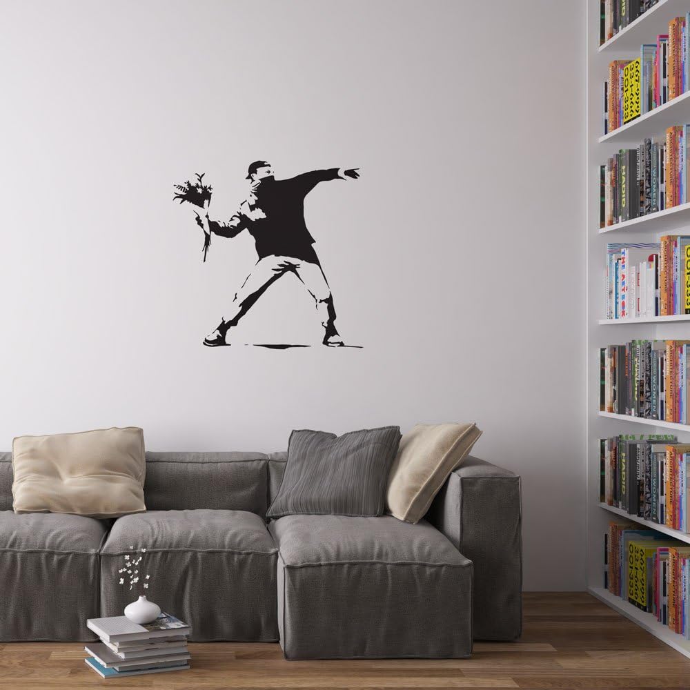 VibeCore Flower Grenade Wall Sticker – bold, artistic waterproof PVC wall decal for modern bedroom, living room, or office – easy to apply, durable, stain and moisture-resistant