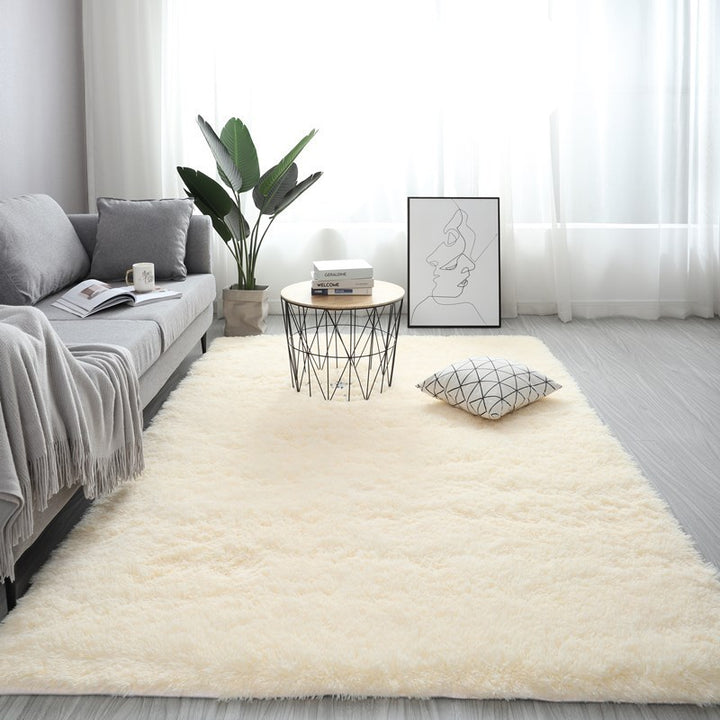 VibeCore Fluffy Area Rug in Cream, offering a soft and luxurious feel to any room with its plush texture, perfect for creating a cozy atmosphere.