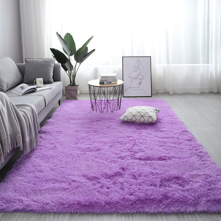 VibeCore Fluffy Area Rug in Purple, placed on the floor, offering a rich, plush texture and a bold pop of color to elevate any room’s aesthetic.